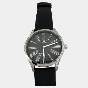 Pre Owned Omega De Ville Tresor 428.17.39.60.01.001 Quartz Black Diamond Stainless Steel Women's Wristwatch 39 mm