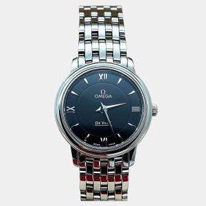 Pre Owned Omega De Ville Prestige 424.10.27.60.01.001 Quartz Black Stainless Steel Women's Wristwatch 24.4mm