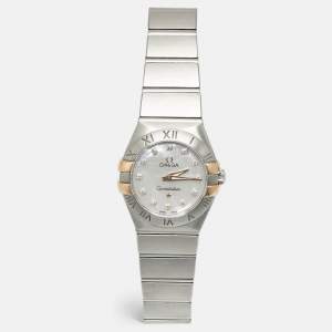 Pre Owned Omega Constellation 123.20.24.60.55.005 Mother Of Pearl Diamond 18K Rose Gold Stainless Steel Women's Wristwatch 24 mm