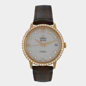 Pre Owned Omega De Ville Prestige 42458332055002 Automatic White diamonds 18k yellow gold Women's Wristwatch 33 mm
