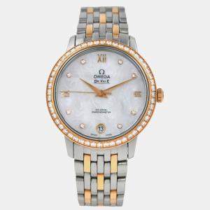 Pre Owned Omega Prestige 424.25.33.20.55.003 Automatic White diamonds 18k yellow gold stainless steel Women's Wristwatch 32.7 mm