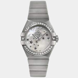 Pre Owned Omega Constellation 123.15.27.20.05.001 Automatic Diamonds MOP Stainless Steel Women's Wristwatch 27 mm