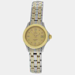 Pre Owned Omega Seamaster 2371.10 Quartz White Dial Stainless Steel 18K Yellow Gold Women's Wristwatch 26 mm