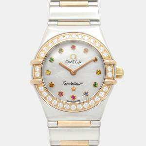 مملوكة مسبقًا Omega Constellation 1368.79 Quartz White 18k Rose Gold Stainless Steel Women's Wristwatch 23 mm