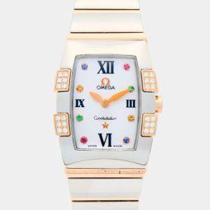 مملوكة مسبقًا Omega Constellation 1283.79 Quartz White 18k Rose Gold Stainless Steel Women's Wristwatch 20.5 mm
