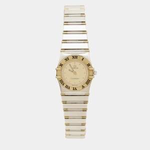 مملوكة مسبقًا ساعة يد أوميغا كونستليشن كلاسيكية 795.1080 قرص شمبانيا ذهب أصفر عيار 18 ستانلس ستيل نسائية 22.50 مم