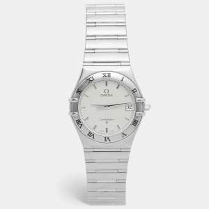 Pre Owned ساعة يد نسائية أوميغا كونستليشن 396.1201 ستانلس ستيل فضية 33 مم