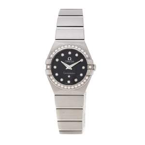 Omega Black Stainless Steel Diamonds Constellation 123.15.24.60.51.002 Women's Wristwatch 24 mm
