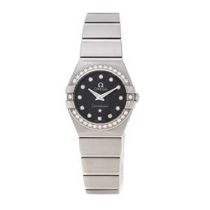 Omega Black Stainless Steel Diamonds Constellation 123.15.24.60.51.002 Women's Wristwatch 24 mm