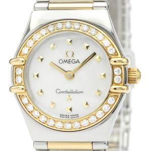 Omega MOP Diamonds 18K Yellow Gold And Stainless Steel Constellation My Choice 1365.71 Women's Wristwatch 22 MM