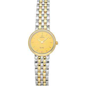 Pre Owned Omega Champagne Gold Tone Stainless Steel De Ville Classic 7260.11.00 Women's Wristwatch 23.5 MM