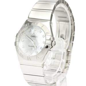 Omega MOP Diamonds Stainless Steel Constellation 123.10.27.60.55.002 Quartz Women's Wristwatch 27 MM