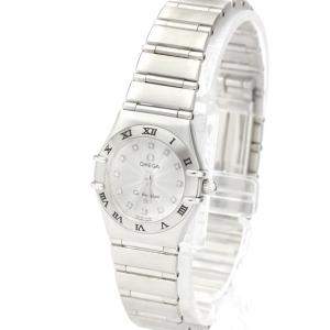 Pre Owned Omega Silver Diamonds Stainless Steel Constellation 1562.36 Quartz Women's Wristwatch 22 MM