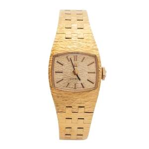 Omega Champagne Gold Plated Stainless Steel Vintage H5375 Women's Wristwatch 18 mm 