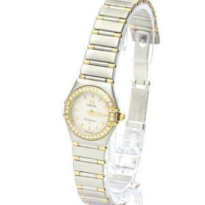 Omega Silver Diamonds 18k Yellow Gold And Stainless Steel Constellation 1367.30 Women's Wristwatch 22 MM