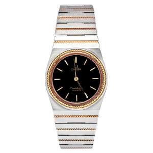 Omega Black 18k Yellow Gold Stainless Steel Constellation 795.0816 Women's Wristwatch 26 mm