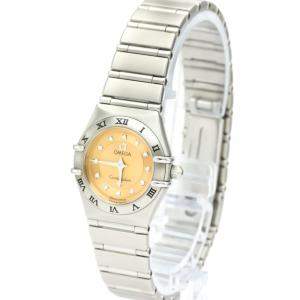 Omega Orange Stainless Steel Diamond Cindy Crawford Constellation 1564.65 Women's Wristwatch 23.5 MM