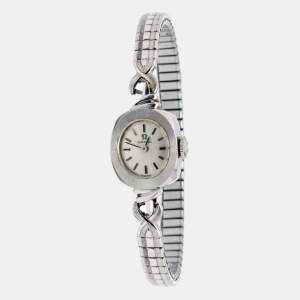 Omega Silver 14K White Gold Vintage Manual Winding Women's Wristwatch 14 mm