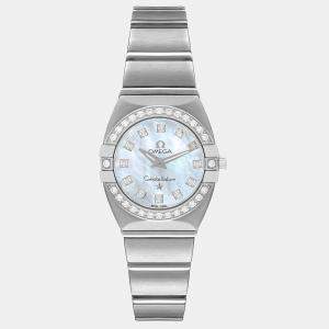 Omega MOP Diamonds Stainless Steel Constellation 123.15.24.60.05.001 Women's Wristwatch 24 mm