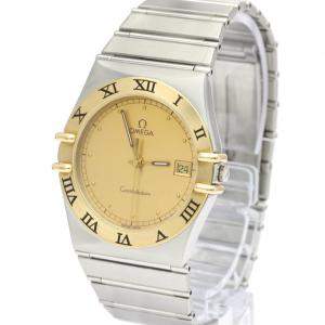 Omega Champagne 18K Yellow Gold And Stainless Steel Constellation Quartz 396.1070 Women's Wristwatch 33 mm