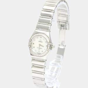 Omega White Shell Stainless Steel Constellation 1465.71 Quartz Women's Wristwatch 22 mm