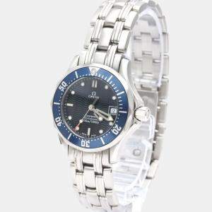 Omega Blue Stainless Steel Seamaster Professional 2583.80 Quartz Women's Wristwatch 29 mm