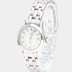 Omega White Stainless Steel Seamaster 2581.21 Quartz Women's Wristwatch 26 mm