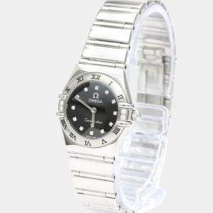 Omega Black Stainless Steel Constellation 1566.56 Quartz Women's Wristwatch 22 mm
