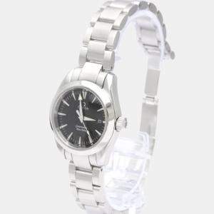 Pre Owned Omega Black Stainless Steel Seamaster Aqua Terra 2577.50 Quartz Women's Wristwatch 29 mm