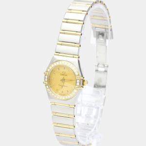 Omega Gold 18k Yellow Gold And Stainless Steel Constellation 1267.10 Quartz Women's Wristwatch 22 mm