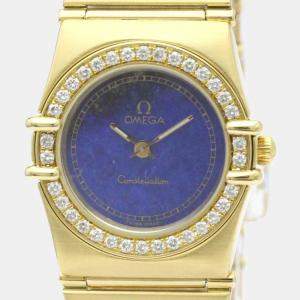Omega Blue Diamonds 18K Yellow Gold Constellation 895.1081 Quartz Women's Wristwatch 22 mm