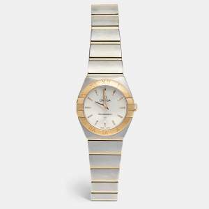 Omega Silver 18k Rose Gold Stainless Steel Constellation 123.20.24.60.02.001 Women's Wristwatch 24 mm
