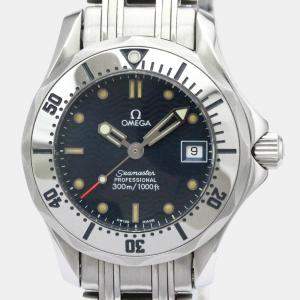 Omega Blue Stainless Steel Seamaster 300M 2582.80 Women's Wristwatch 29 mm