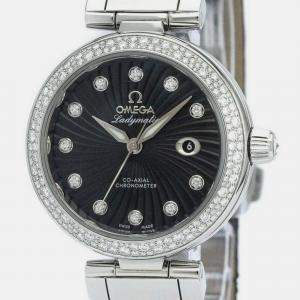 Omega Black Diamond Stainless Steel De Ville Ladymatic  425.38.34.20.51.001 Automatic Women's Wristwatch 34 mm