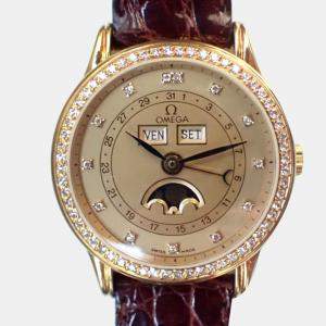 ساعة يد نسائية أوميغا ليديز Ref,616.0001 داي ديت مون فيز ذعب أصفر 26مم