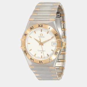 Omega White 18k Yellow Gold And Stainless Steel Constellation 1312.30.00 Quartz Women's Wristwatch 33.5 mm