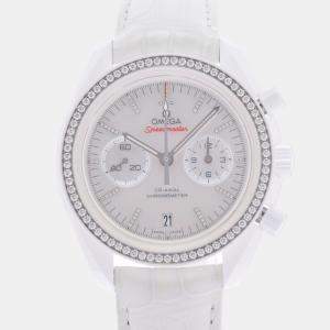 Omega White Ceramic Speedmaster 311.98.44.51.55.001 Automatic Women's Wristwatch 44 mm
