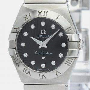 Omega Black Diamond Stainless Steel Constellation 123.10.24.60.51.001 Quartz Women's Wristwatch 24 mm