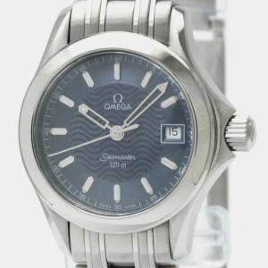 Omega Blue Stainless Steel Seamaster 2581.81 Quartz Women's Wristwatch 26 mm