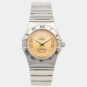 Omega Orange Stainless Steel Constellation Quartz Women's Wristwatch 23 mm