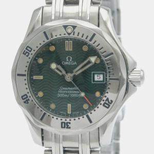 Omega Green Stainless Steel Seamaster 2584.41 Quartz Women's Wristwatch 29 mm