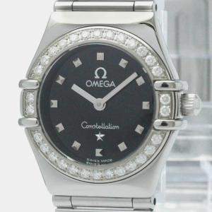 Omega Black Stainless Steel Constellation 1465.51 Quartz Women's Wristwatch 22 mm