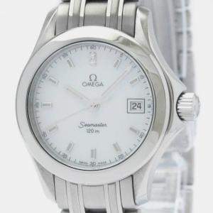 Omega White Stainless Steel Seamaster BF568955 Women's Wristwatch 26mm