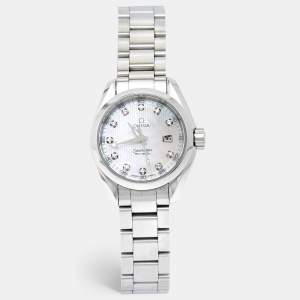 Omega Mother of Pearl Diamond Stainless Steel Seamaster Aqua Terra 231.10.30.60.55.001 Women's Wristwatch 30 mm 