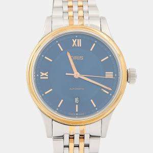 Pre Owned Oris Classic 733 7719 4375 Automatic Blue Stainless Steel and Gold Men's Wristwatch 42mm