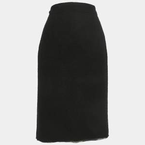 Oscar de la Renta Black Wool Blend Pencil Skirt M 