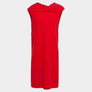 Pre Owned Oscar De La Renta Red Wool Dress L (US 8)