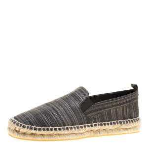 Pre Owned Oscar de la Renta Metallic Black Canvas Vivienne Espadrilles Size 41