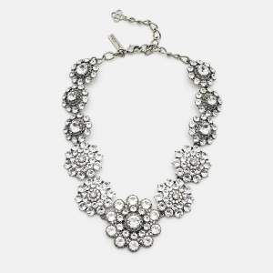 Pre Owned Oscar de la Renta Crystals Silver Tone Necklace