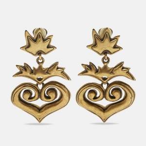 Pre Owned Oscar de la Renta Gold Tone Earrings